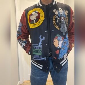 Reason Popeye Exclusive Men's Graphic Varsity Jacket Size S